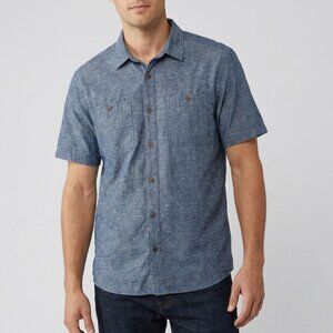 Patagonia Back Step Shirt Button Down Short Sleeve Hemp Cotton Blue Mens Medium